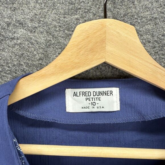 Alfred Dunner Blouse Women 10P Petite Blue V-Neck Short Sleeve Button Casual - Picture 3 of 6